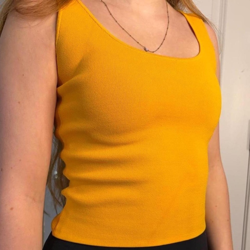 House of Harlow 1960 Mustard Yellow Ribbed Scoop Neck Tank Top XS